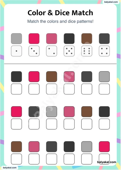Color & Dice page 2 - Printable worksheet preview