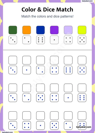 Color & Dice page 3 - Printable worksheet preview