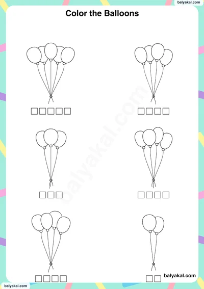 Coloring ballons page 2 - Printable worksheet preview