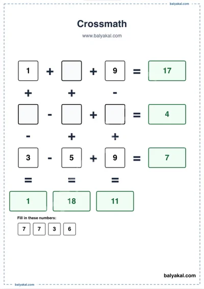 Cross-Math Logic Puzzles page 3 - Printable worksheet preview