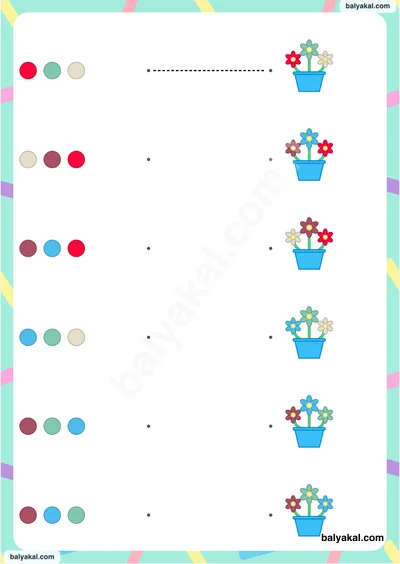 Flowers color match page 3 - Printable worksheet preview