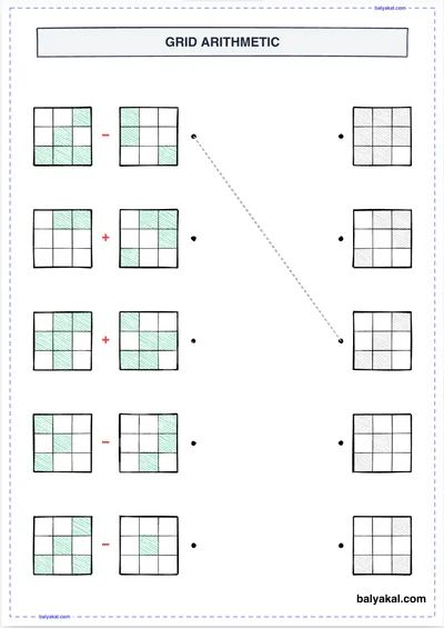Grid-Based Arithmetic page 3 - Printable worksheet preview