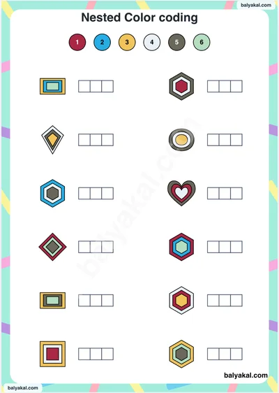 Nested color coding - Printable worksheet preview