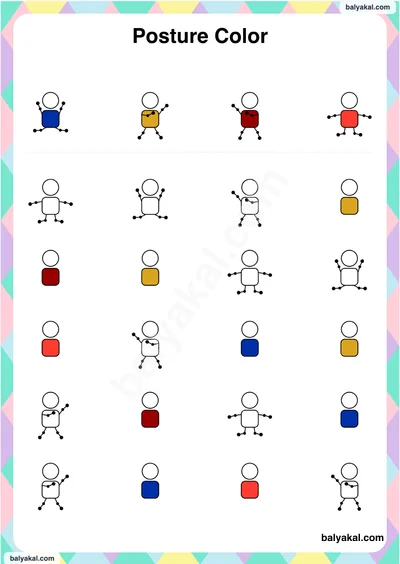 Posture color page 3 - Printable worksheet preview