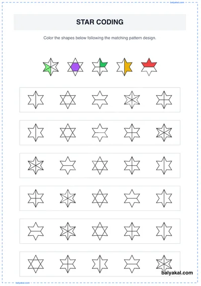 Star Coding Puzzle page 3 - Printable worksheet preview