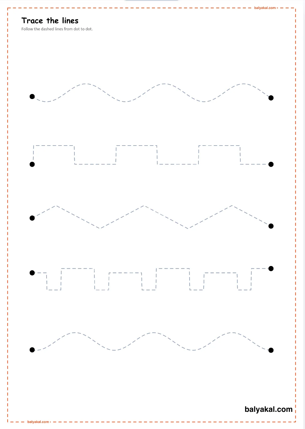 Line and Curve Tracing - Printable worksheet preview