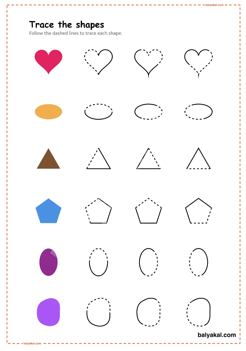 Shape Tracing Practice - Printable worksheet preview