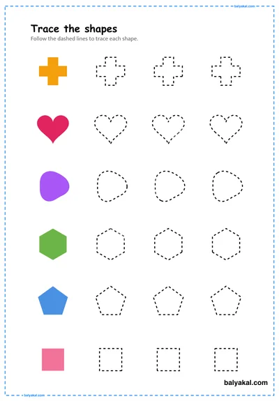 Shape Tracing Practice page 2 - Printable worksheet preview
