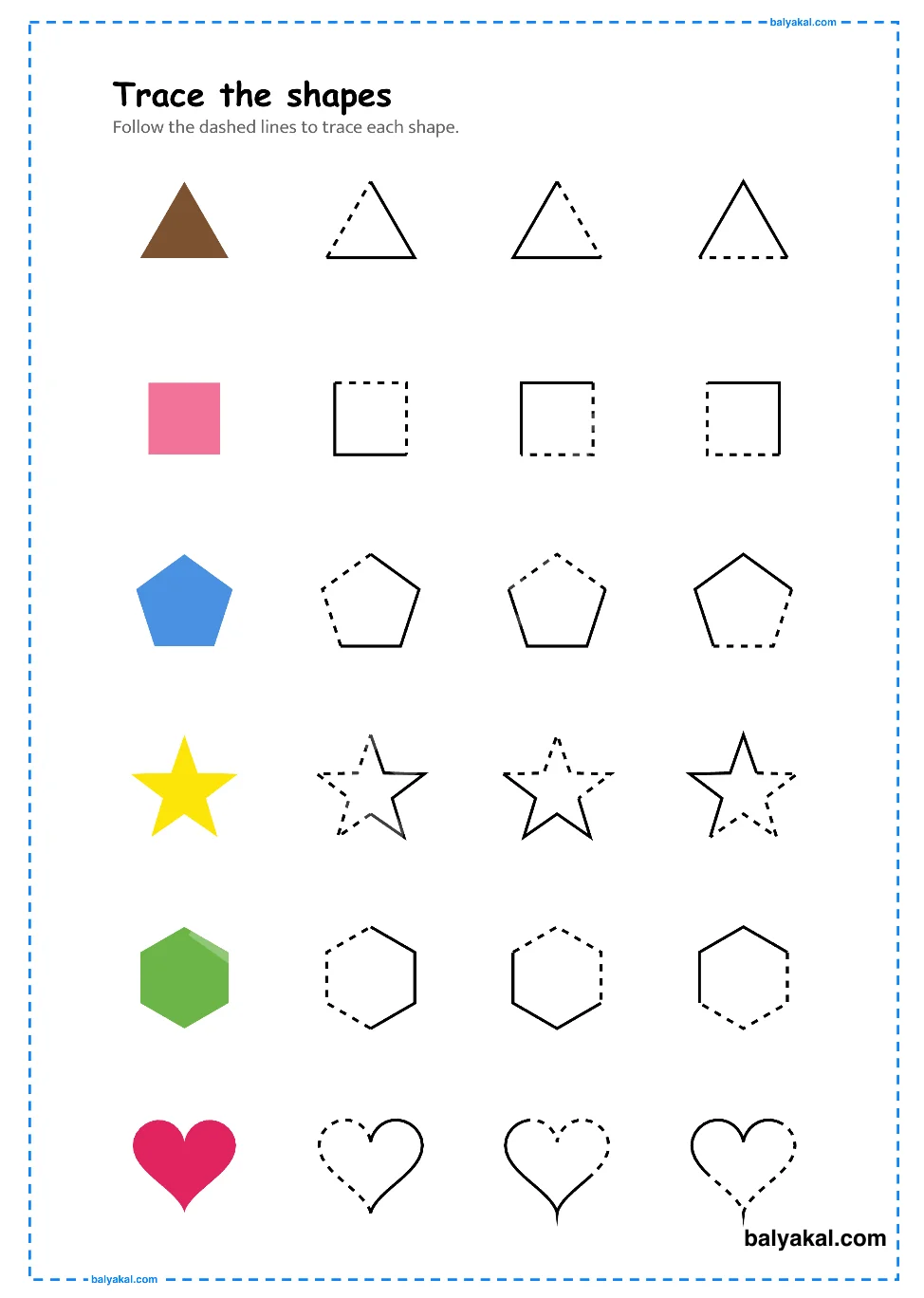 Shape Tracing Practice page 3 - Printable worksheet preview