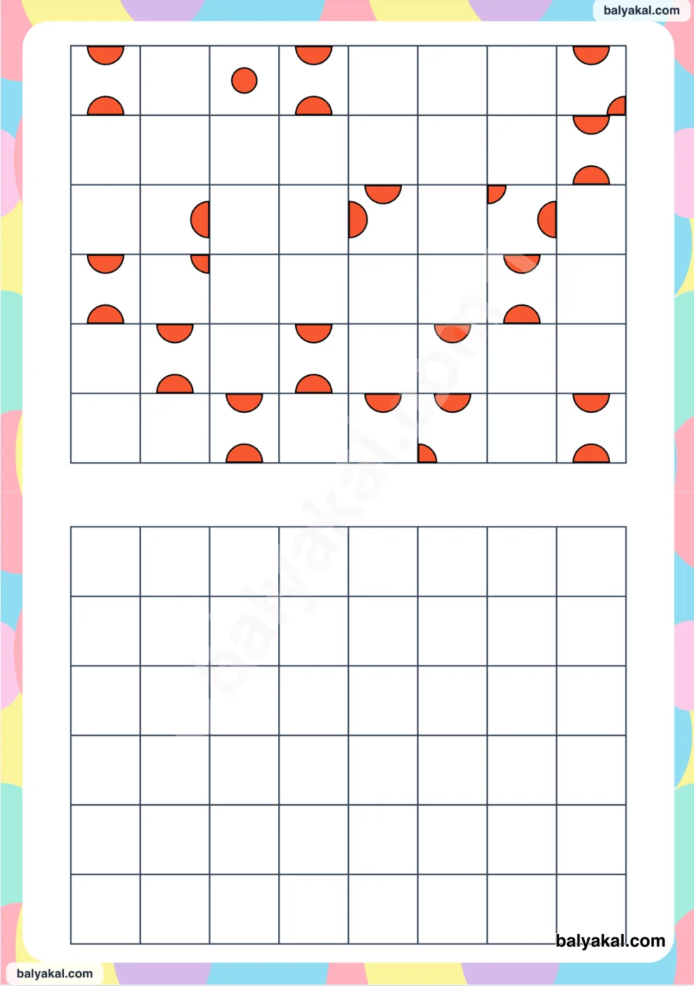 Visual Perception - Grid circles page 3 - Printable worksheet preview